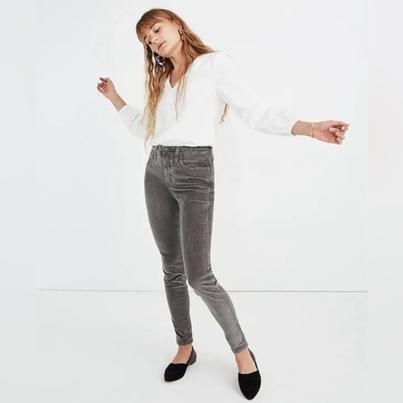 Madewell Denim - Madewell Women's 26 Tall Gray 10'' High Rise Skinny Corduroy Jeans Pants 26T